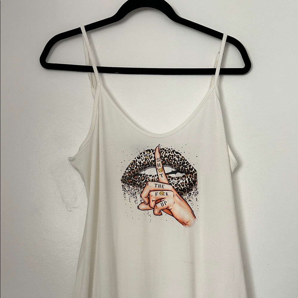 White Graphic Slip Dress